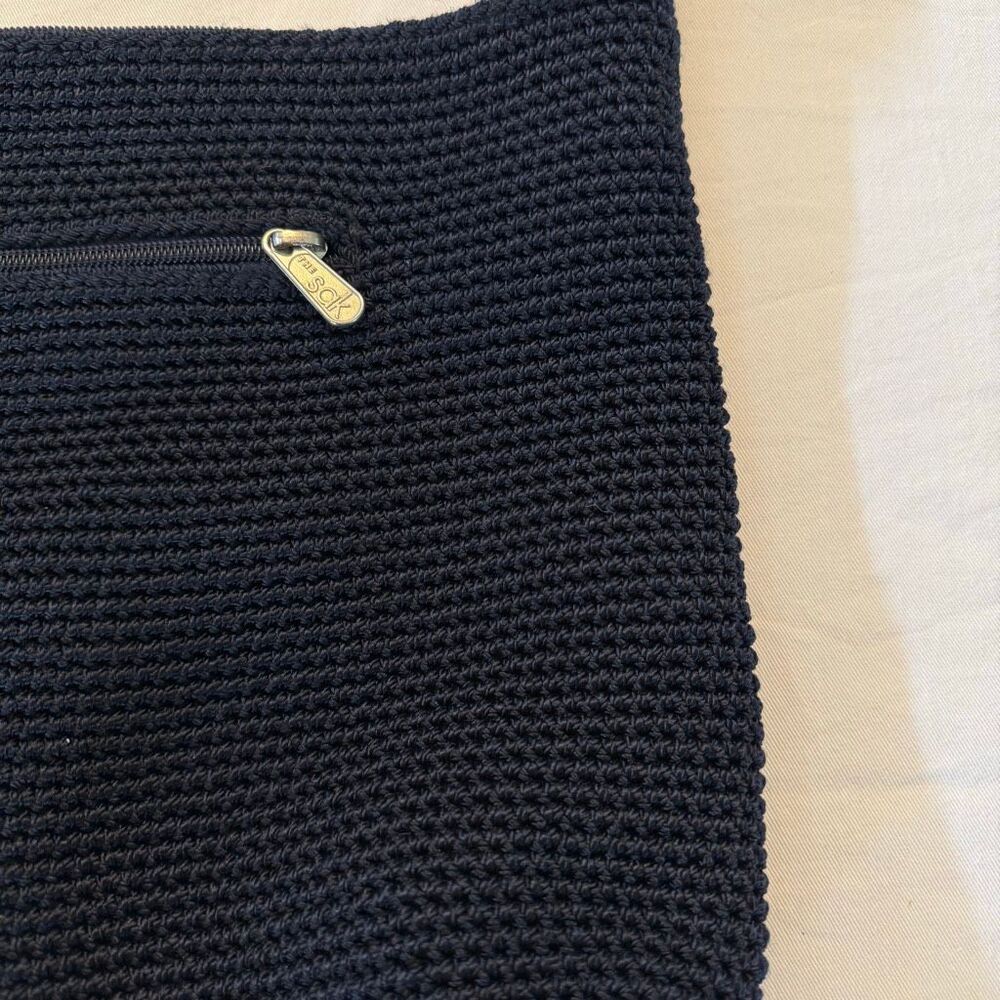 The Sak Navy Blue Crochet Shoulder Bag | Knit Hobo Purse | Zipper Closure - Picture 9 of 12